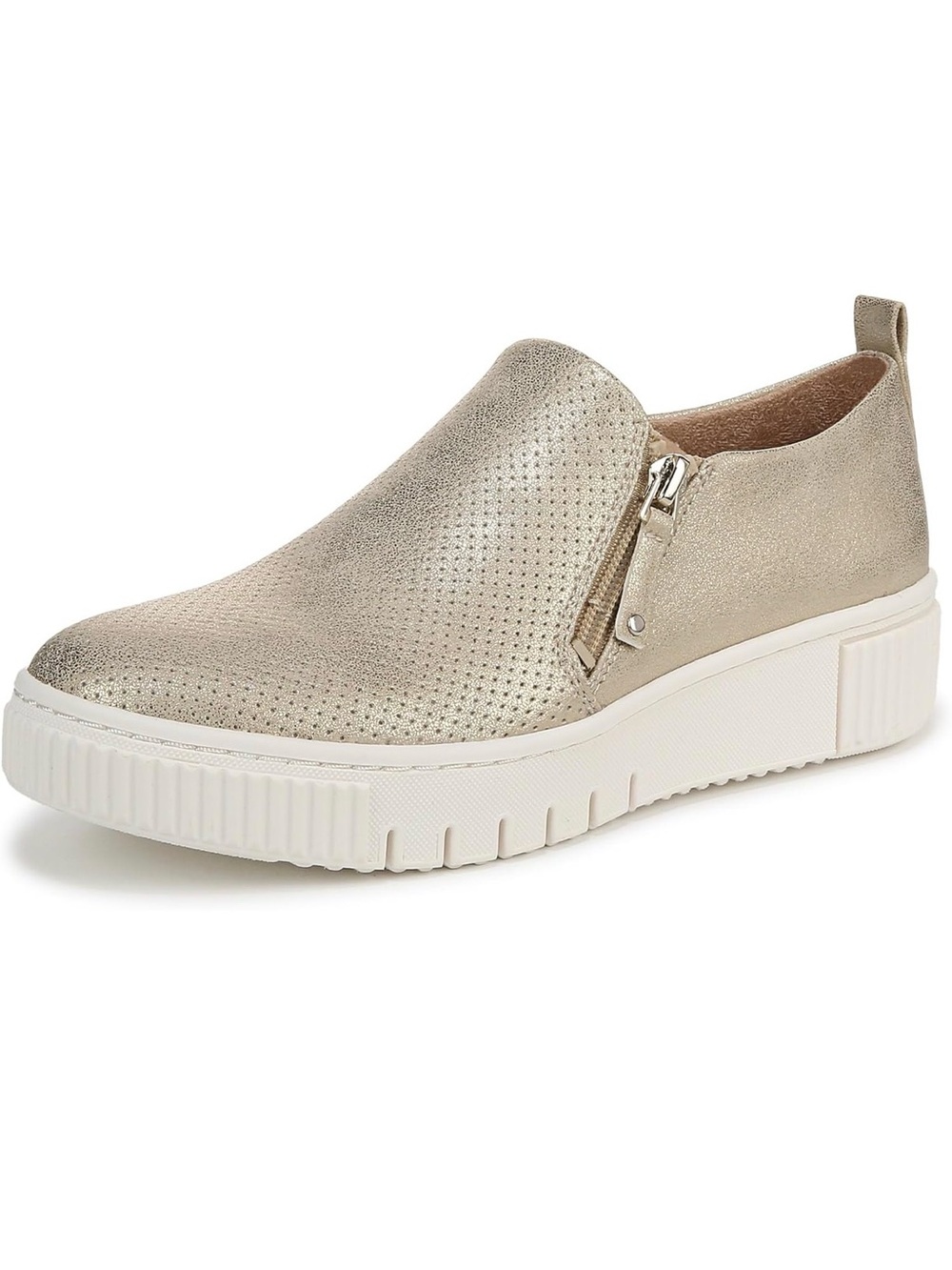 Naturalizer Turner Metallic Soft Gold Perforated Slip-On Sneaker